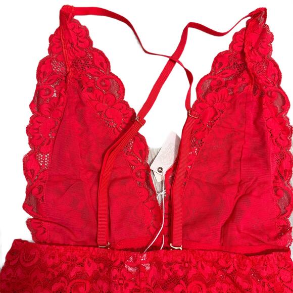 We Are HAH Comin' In HAHt Lace Bodysuit Coming Hot Siren Red - Size Small - $88 - Picture 6 of 10